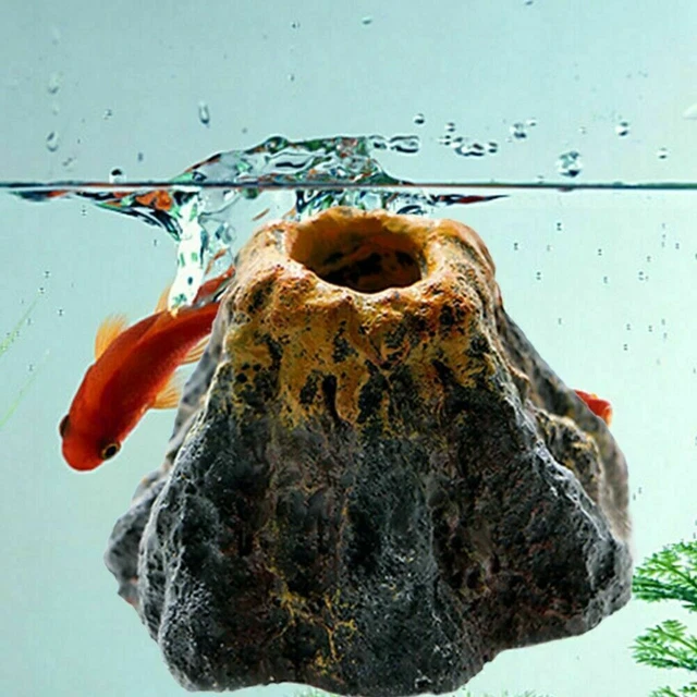 Bomba de oxígeno piedra burbuja de aire y forma volcánica para acuario F7D] tanque de peces U5K1