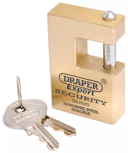 Draper Expert 56mm Fermer Entrave Laiton Solide Cadenas -2 Clé Avec