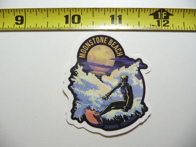 California Moonstone Beach Cambria Surfer Decal Sticker Pride State