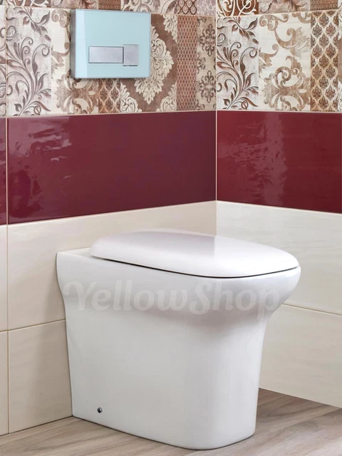 Set WC Con Bidet A Terra - Vaso Rimless (senza Brida), Coprivaso A Chiusura Soft, Colore Bianco, Moderno
