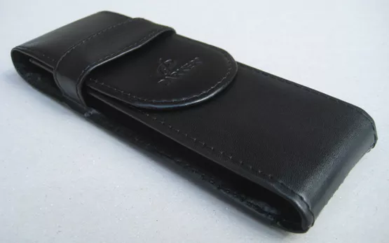 Parker Leather Double Pen Case - Black Twin Pen Wallet Holder With Parker Logo