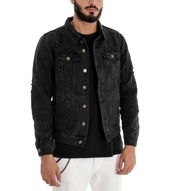 Giubbino jeans nero sales