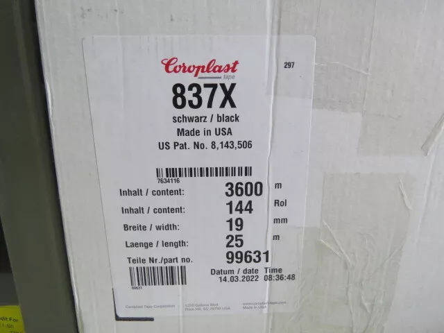 coroplast  837X-19-25-BLK Qty of 6 per Lot 19mm x 25m Automotive Adhesive Tape;
