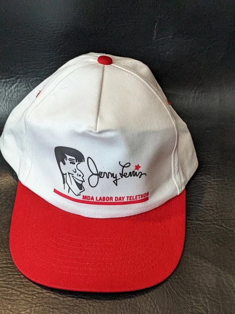 Jerry Lewis MDA Labor Day Telethon Baseball Hat Cap White Red NEW