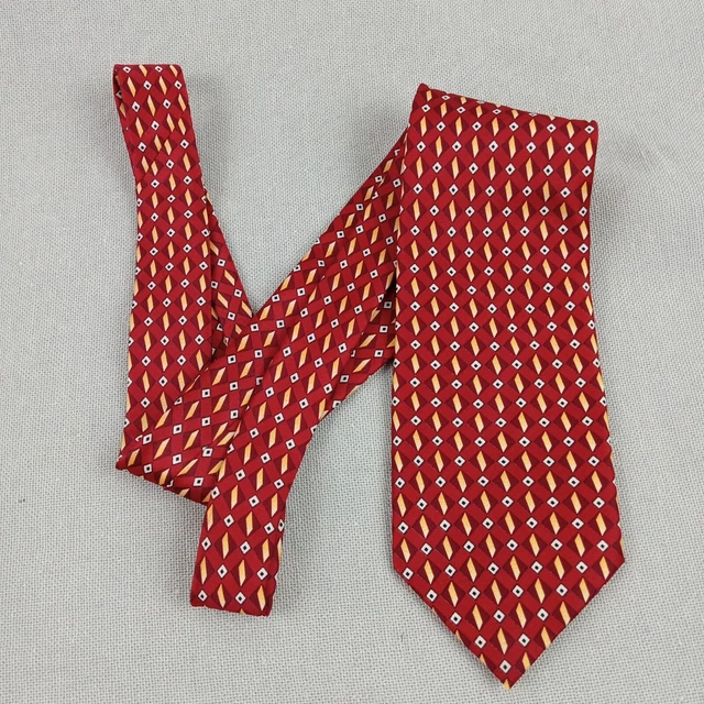 Kailong Necktie Men's Silk Burgundy Gold Geometric Workwear Business