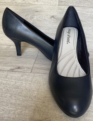 Easy Street women's heels.  Low heels. Cushion comfort.  Navy blue.  Size 9 N