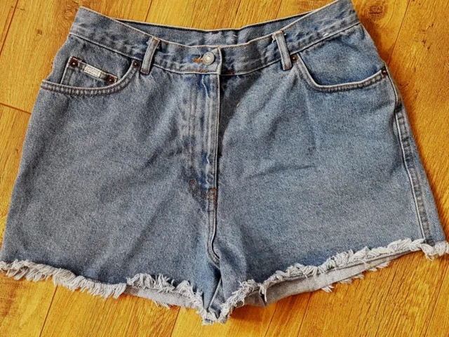 Vintage Womens MOM Jeans Denim Shorts Cut offs high waist  30" waist Fits 12 UK