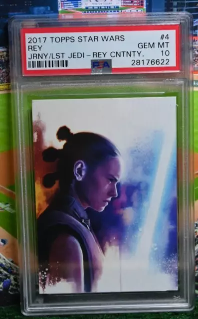 Topps Star Wars #4 Rey PSA 2017 10 gemas como nuevas "Viaje de los últimos Jedi-Continuidad"