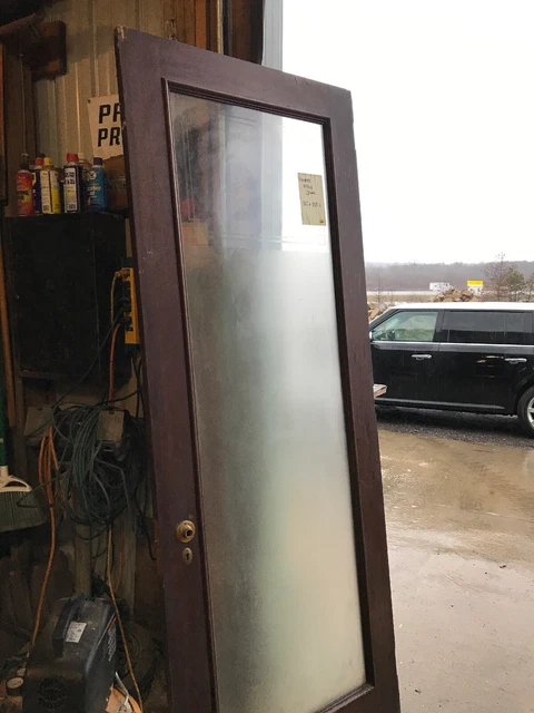 An 517 Antique Frosted Glass Entrance Office Door 32 X 85.75 X 1 5/8