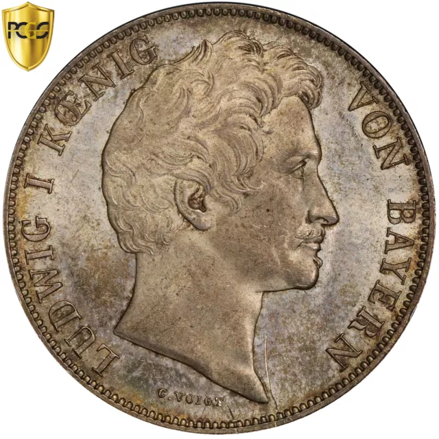 [#1284553] Kingdom of Bavaria, Ludwig I, Gulden, 1844, Munich, Silver, PCGS, UNC