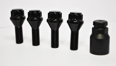 Set of 4 x Locking Wheel Bolts Lock Nuts Black for Suzuki Swift. 26mm. UB125B