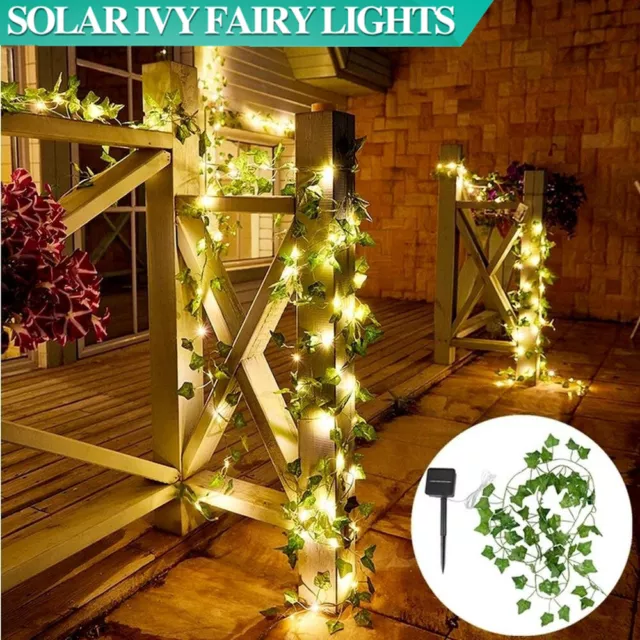 100 LED Solar Powered Ivy Fairy String Lights Garden Outdoor Wall Fence Light AU