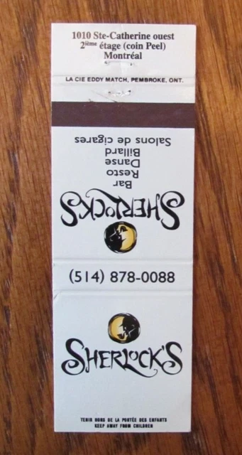 Sherlock Holmes Niteclub Matchbook Cover: Montreal, Quebec Empty Matchcover -C4