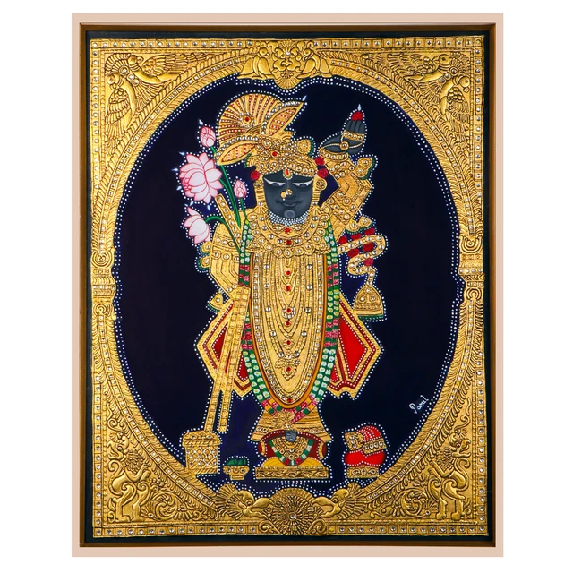 Lord Krishna Handmade Indian Traditional Mysore Shrinathji Organic Fancy Antique
