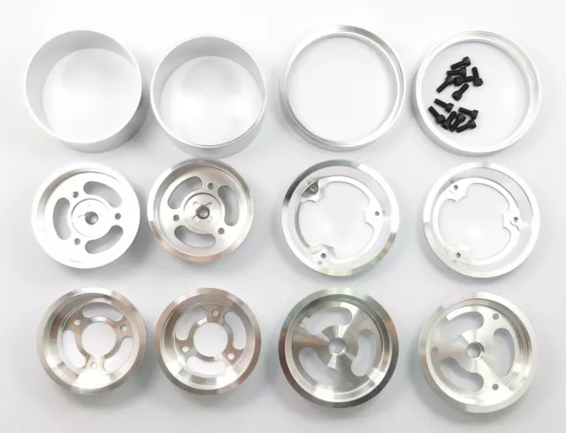 Rueda de aluminio Dhawk CNC vintage de 1,5" plateada para Team Associated RC10