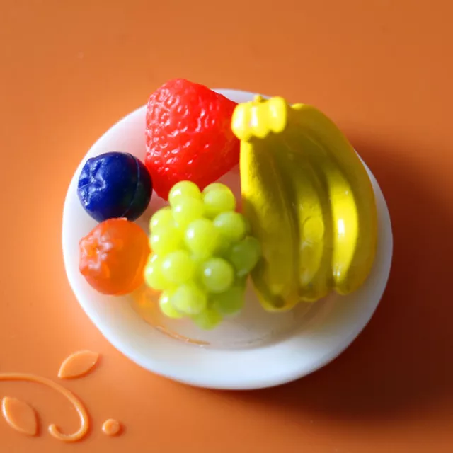 6 Teile / satz Miniatur-Obstteller Schöne künstliche Mini-Harz-Obst tragbar