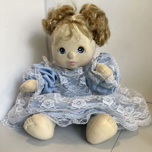 Mattel My Child Doll Strawberry Blonde Hair Blue Eyes Blue Lace Dress 1985