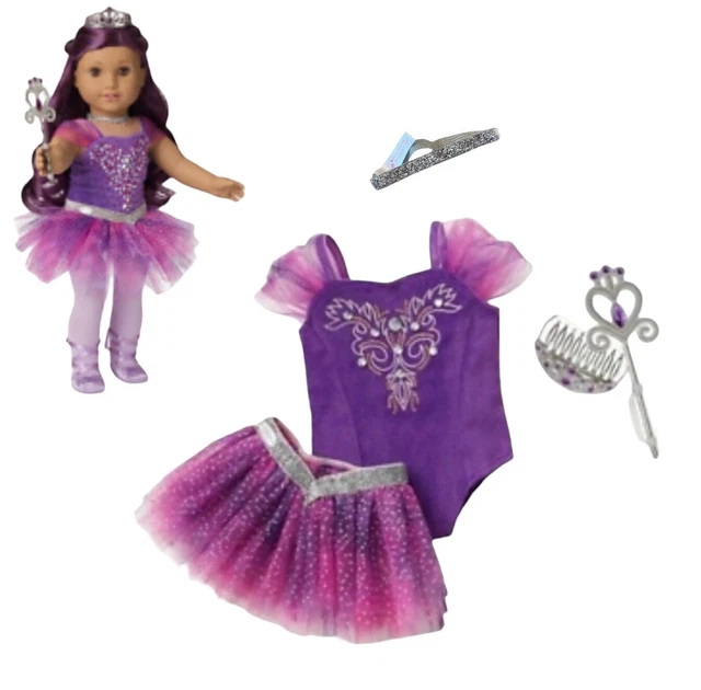 American Girl SUGAR PLUM FAIRY OUTFIT Nutcracker Ballet Leotard Tutu Wand Tiara+
