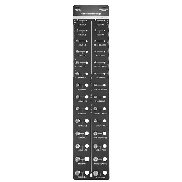 Threaded tester for nuts and screws in 28 sizes, screw sizes and 2074