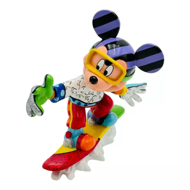 Enesco Disney By Romero Britto Mickey Mouse Snowboarding Figurine 8.5” Tall