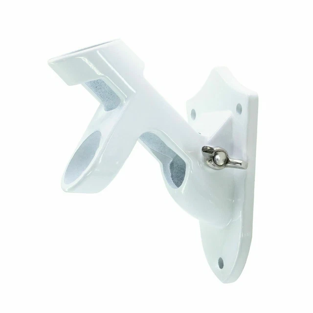 Flag Pole BRACKET 2Position Cast Aluminum 1" Inch Diameter Mounting Holder WHITE