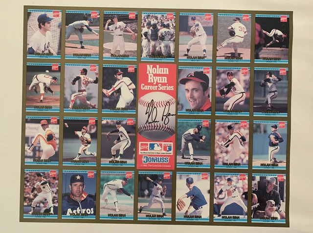 SIGNED 1992 Donruss Nolan Ryan Coca Cola Cards Uncut Sheet Unframed 21.5x18” SIGNED 1992 Donruss Nolan Ryan Coca Cola Cards Uncut Sheet Unframed 21.5x18”