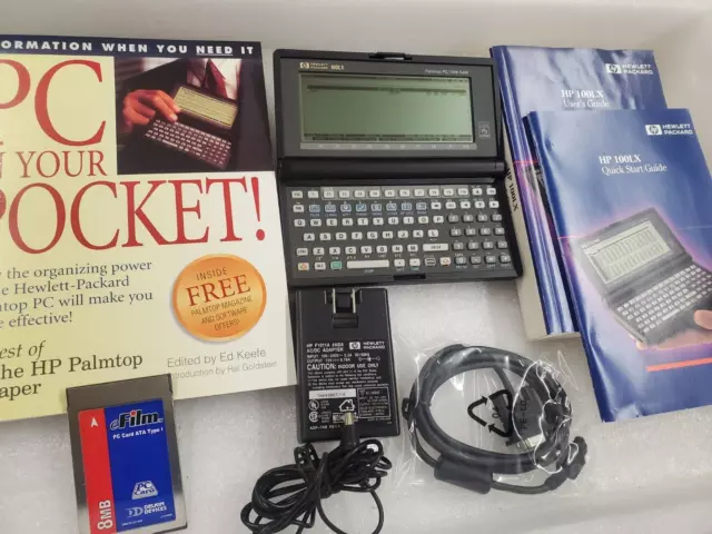 Vintage RARE HP 100LX Palmtop 2MB RAM DoubleSpeed DOS w/ Accessories Refurbished