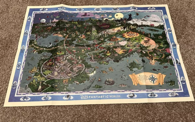 Disney's D23 Fantastic Worlds Map 2020 36" X 24" - Gold Member Exclusive