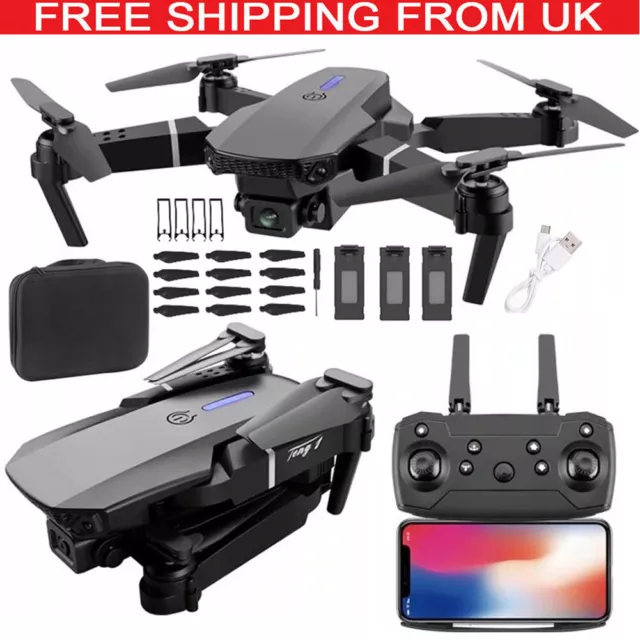 Drone 4K HD Selfie Camera WIFI FPV Dual Camera Foldable RC Quadcopter 3Batteries