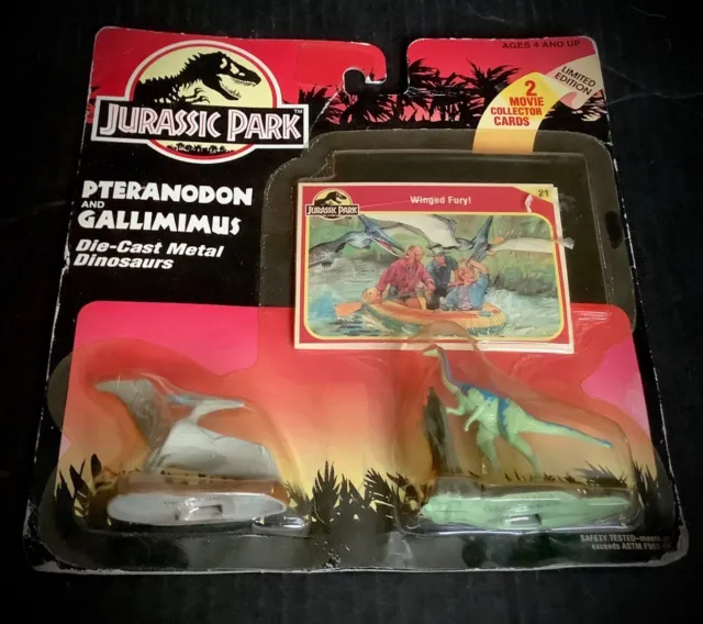 1993 Kenner Jurassic Park Die Cast Metal Dinosaurs Pteranodon & Gallimimus