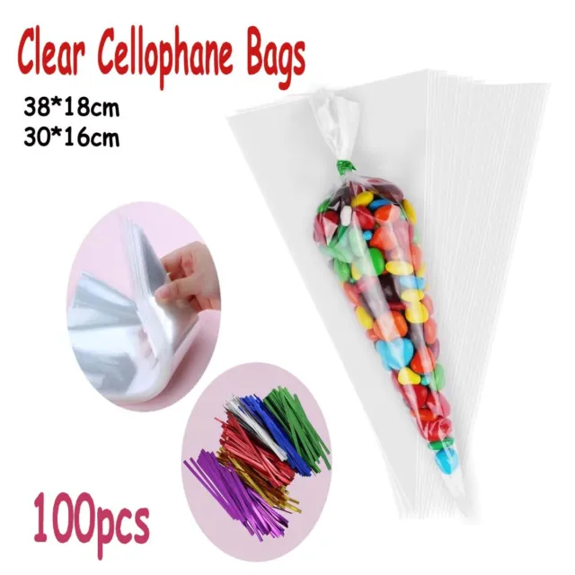 Clear Cellophane Cello Display Bags Large Small Sweets Candy Cake Pop Wrap Party