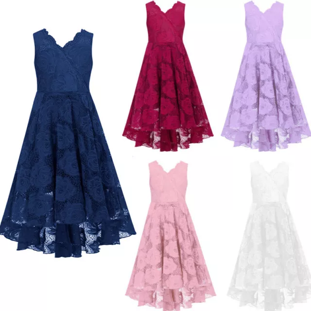 Kids Girls Dress Floral Lace Flower Girl Dress Princess Wedding Party Dress