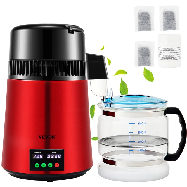 VEVOR 4L WATER Distiller Pure Distilled Water Filter Timing & Temp ...