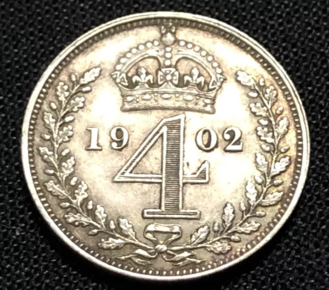 Great Britain 4 Pence "Maundy" 1902. PL Silver World Coin. Low Mintage of 10000