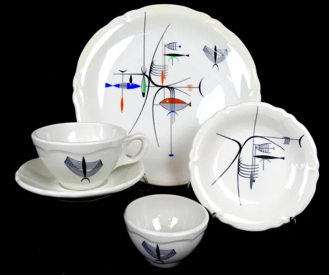 Shenango Restaurant Ware 5pc Well Of The Sea Scarce 10.75" Place Setting 1957