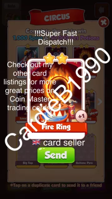 X1 Fire Ring Coin Master Trading Card Super Fast Dispatch!!!!