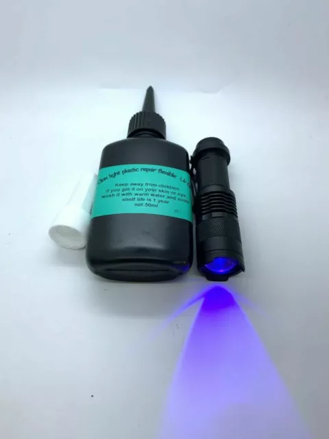 50g UV Licht Kleber für Reparatur von Kunststoff, Autoteilen, Elektronik + Zoom