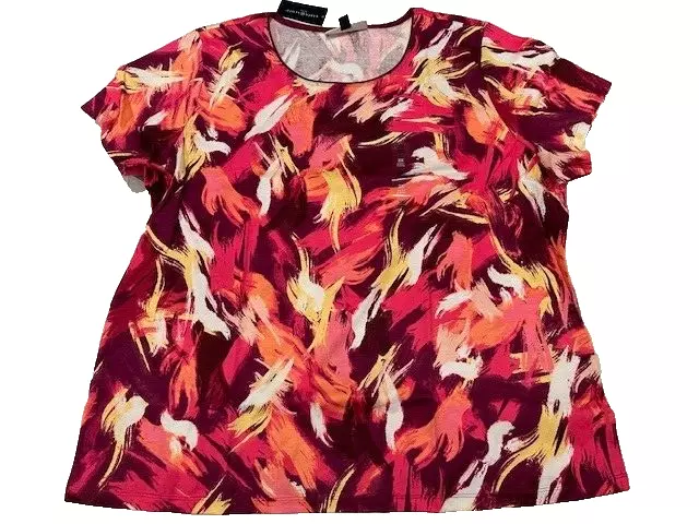 Macy's Karen Scott women plus size 3X short sleeve  red yellow pink NWT top