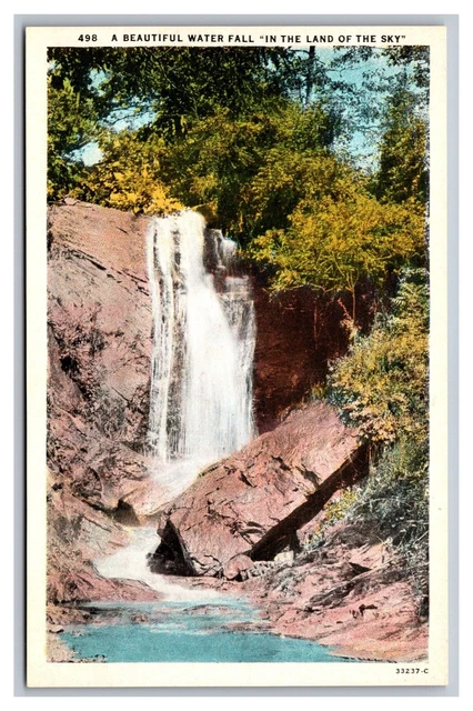 Water Fall Land of the Sky Asheville Post Card Co. NC White Border Postcard