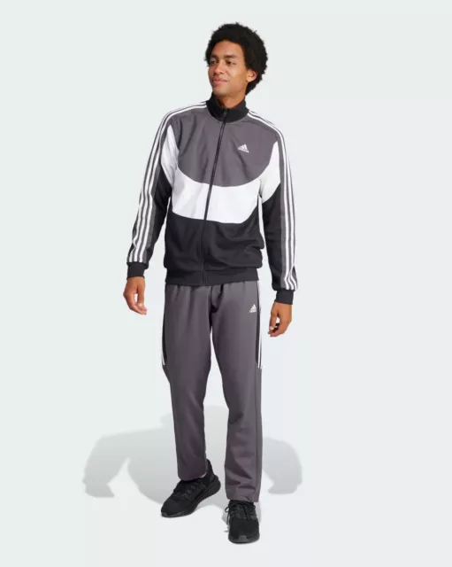 Tuta Intera Completa UOMO Adidas Sportswear ColorBlock Grigio con tasche Coton