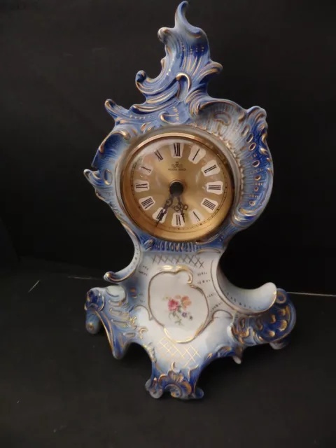 Meister Anker, sehr schöne alte Keramik Kamin Uhr 1,5V H:ca.29cm