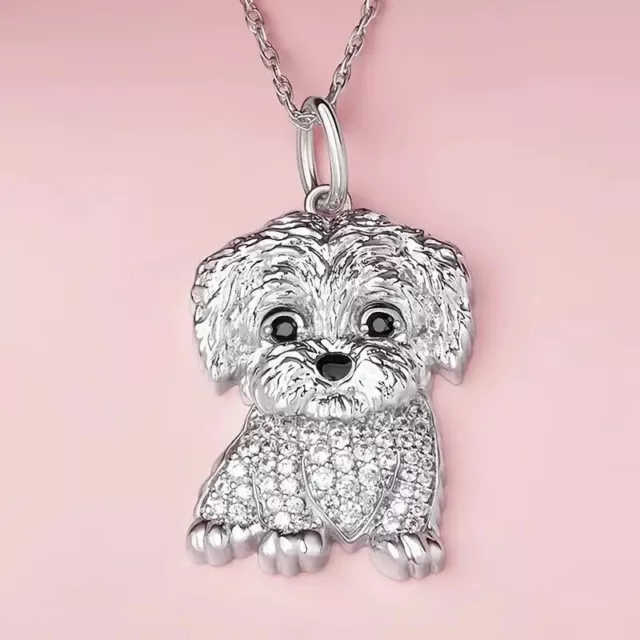 Cute Yorkshire Sparkling Rhinestone Pet Pendant Necklace Creative Dog Animal New