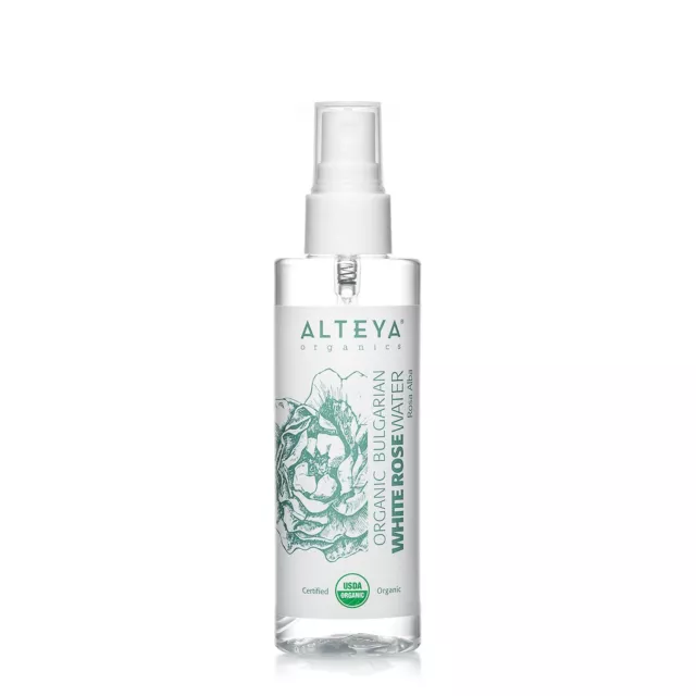 Alteya USDA Organic Bulgarian White Rose Water (Rosa Alba) - Organic 3.4oz Spray