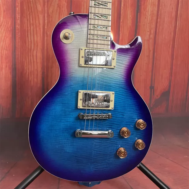 Factory Blue Sunburst Electric Guitar HH Pickup Chrome Part 6String Fixed Bridge