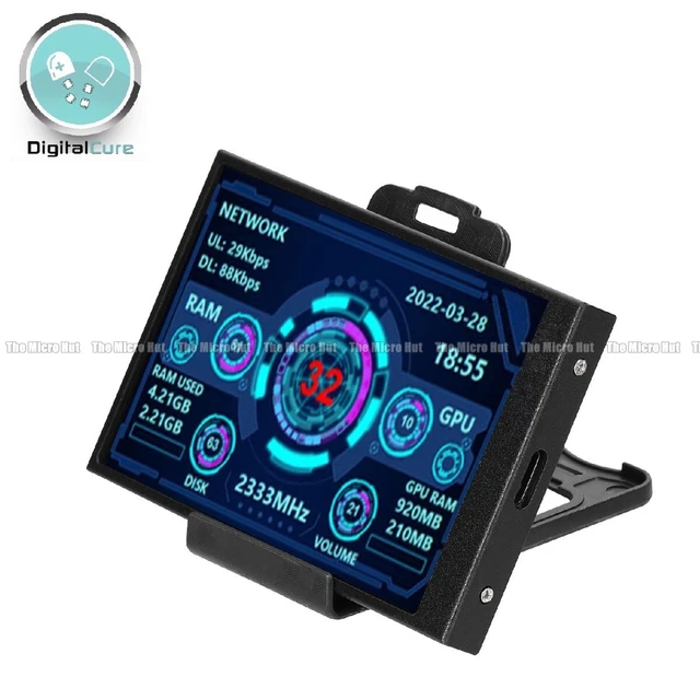 Écran Secondaire 8.8 Pouces IPS Pour Boîtier PC - Surveillance CPU/GPU/RAM - Connecteur USB Type-C - Affichage Temps Réel - 11