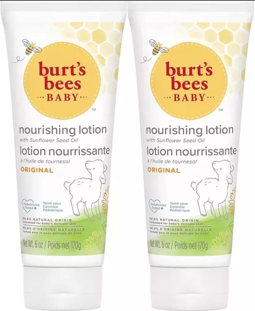 2 x Burt's Bees Baby Bee Original Nourishing Lotion, 170 g, 99% Natural Origin