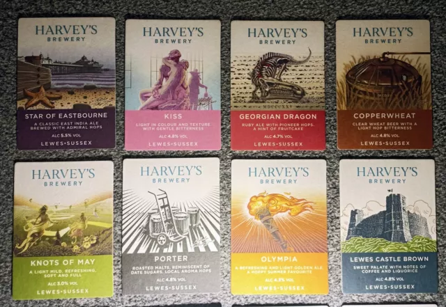 12 einzigartige NEUE Harveys Brauerei Untersetzer Lewes Sussex Biermatte Bierdeckel Bar Pub 3