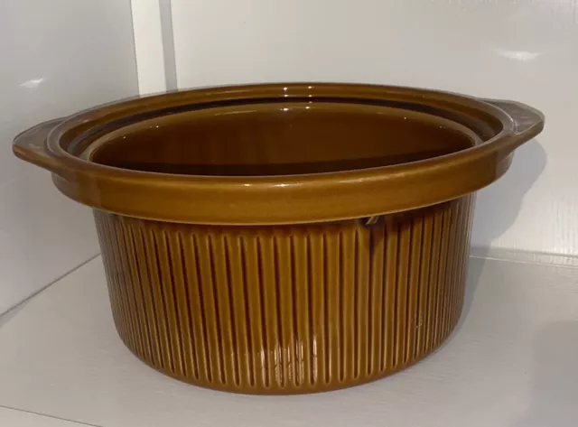 Brown Rival Ceramic Vintage Crock Pot Replacement Insert Bowl Liner Plus One