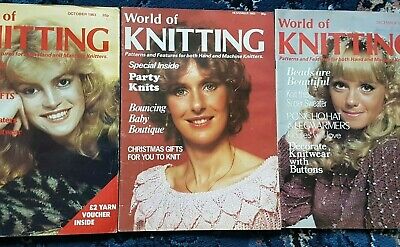 World of Knitting para tejido a mano y a máquina 1983 octubre, noviembre, diciembre