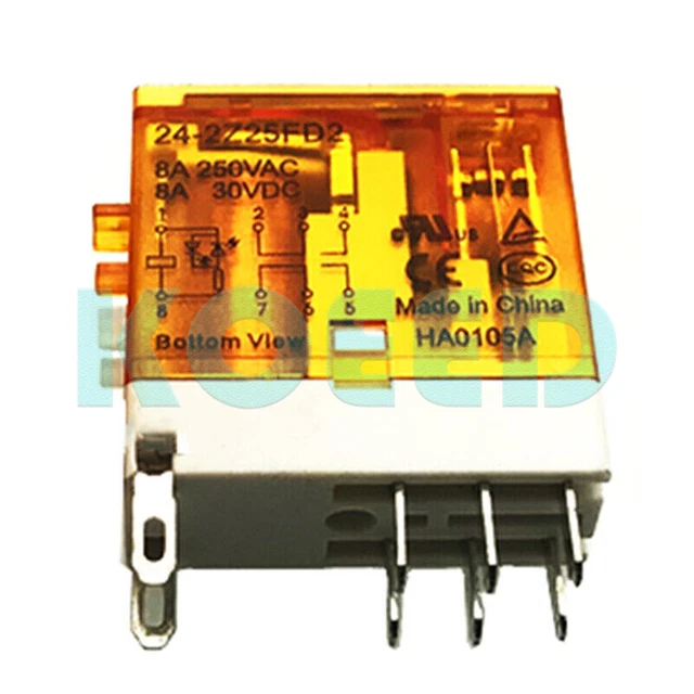 Relais intermédiaire HF157F-24-2Z25FD2 HF157F-A220-2Z25FD2 220VAC 24VAC 8 broches 8A, 1 pièce/lot (Size : HF157F-24-2Z25FD2